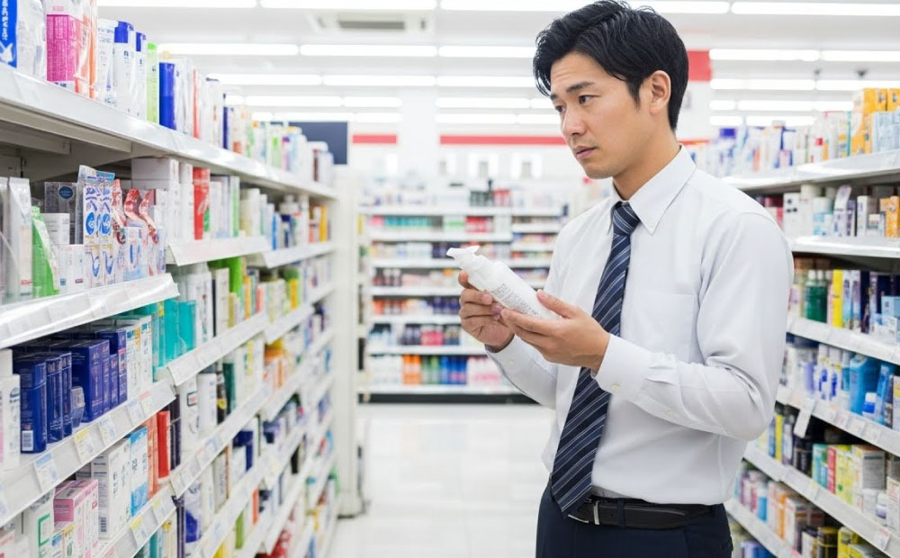 男のスキンケアは気持ち悪い_ドラッグストア化粧水を選ぶ男性