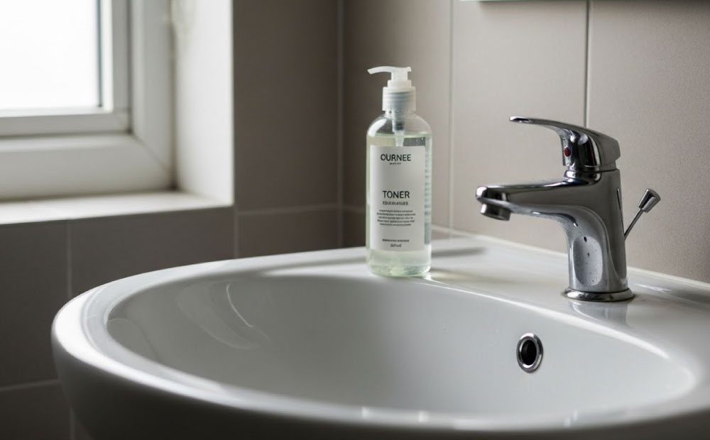 男の化粧水は気持ち悪い_洗面台に置かれた化粧水