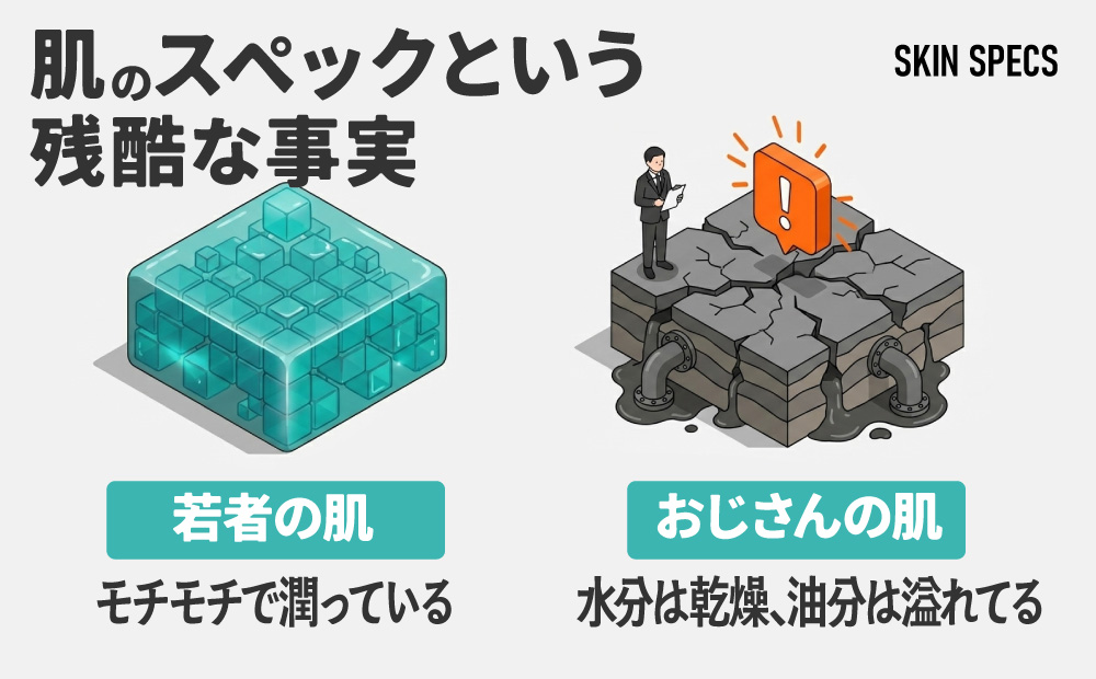 若者の肌とおじさんの肌の違い