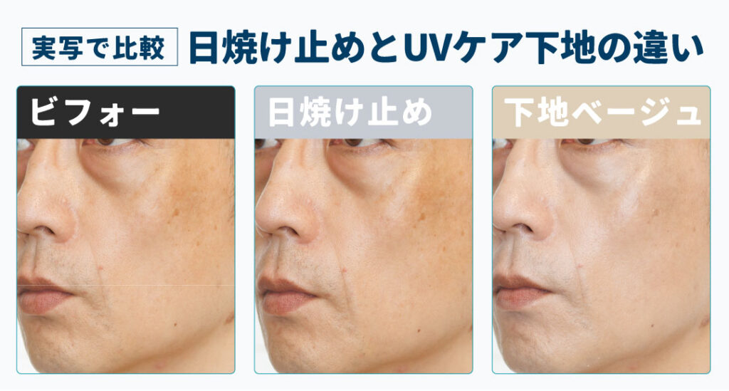 写真で比較｜日焼け止めとUVケア下地ベージュの違い